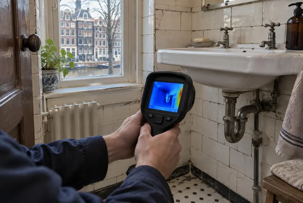 Lekdetectie Zevenaar – badkamer met oude leidingen achter de tegels