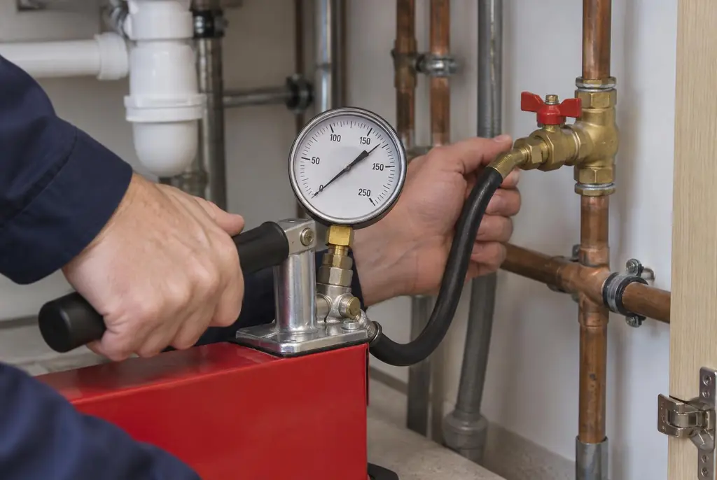 Lekdetectie Zevenaar – druktest op een waterleiding met een manometer