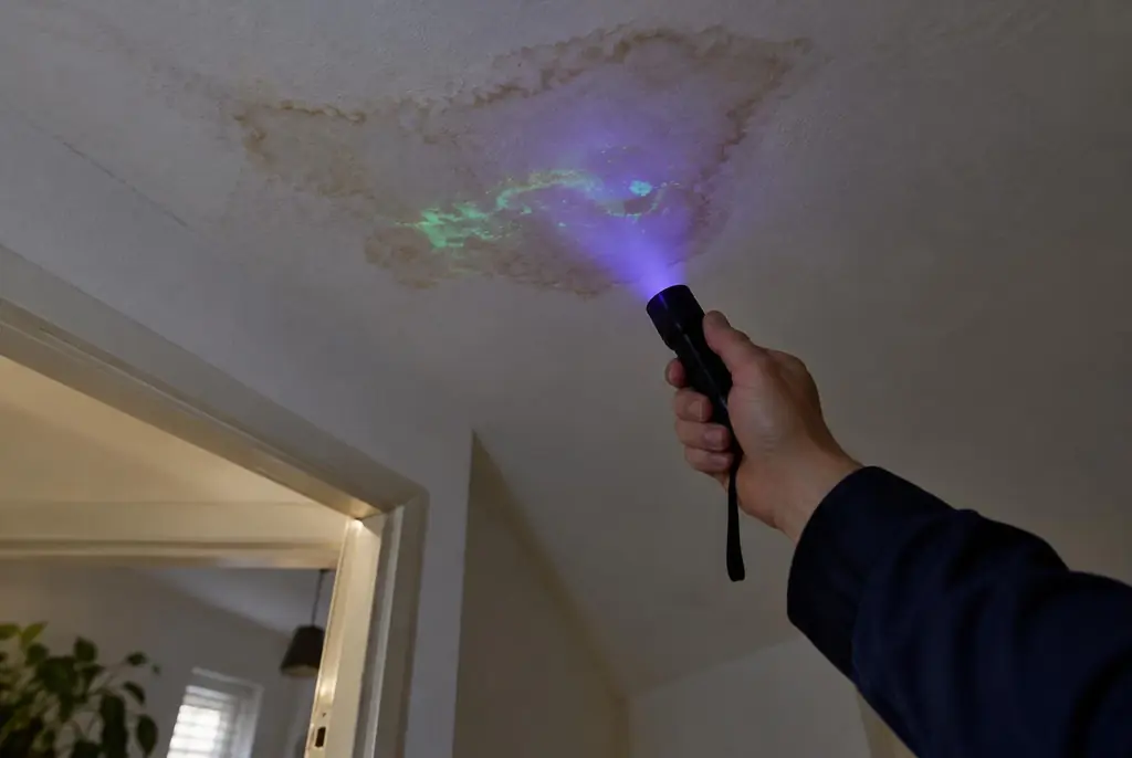 Lekdetectie Zevenaar – kleurstof controleren op het plafond met uv-licht