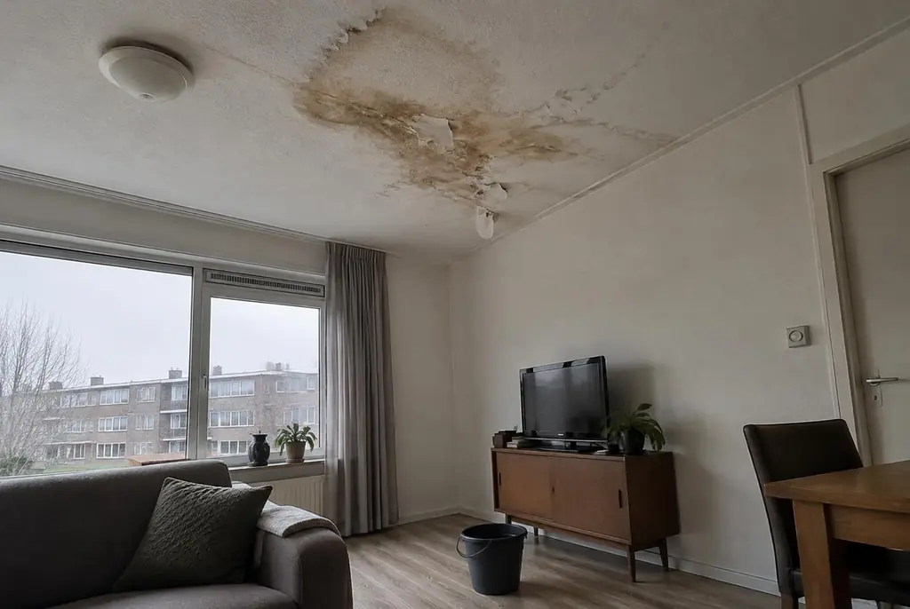 Lekdetectie Zevenaar – vochtplek op het plafond onder een badkamer